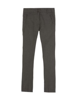 Girls&#39; Crease Resistant Slim Leg Trousers with Zip Pocket & Triple Action Stormwear&trade;